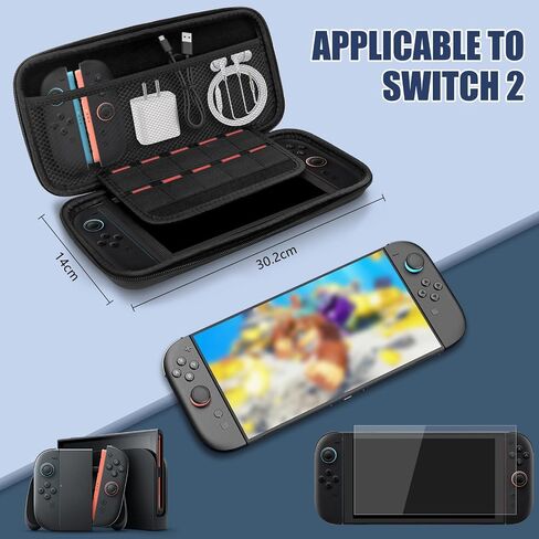 حقيبة حمل Homgaty Travel Case لـ Switch 2 (2025) ، حامل حزمة إكسسوارات كبير الحجم مع واقي شاشة ، مفتاح واقٍ صلب 2 مع فتحات وحامل بطاقات اللعبة 12 +10 in Kuwait