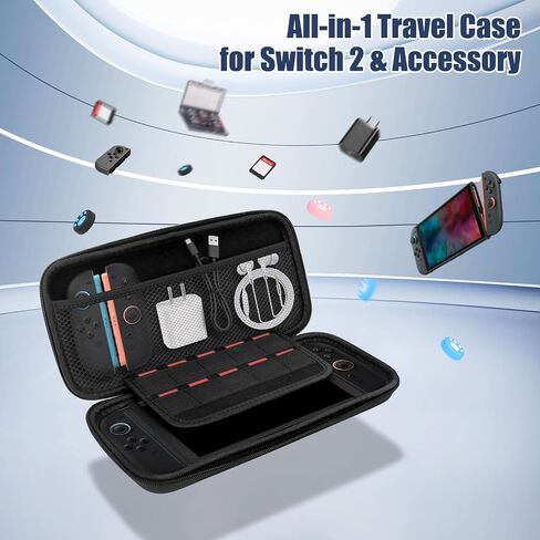 حقيبة حمل Homgaty Travel Case لـ Switch 2 (2025) ، حامل حزمة إكسسوارات كبير الحجم مع واقي شاشة ، مفتاح واقٍ صلب 2 مع فتحات وحامل بطاقات اللعبة 12 +10 in Kuwait
