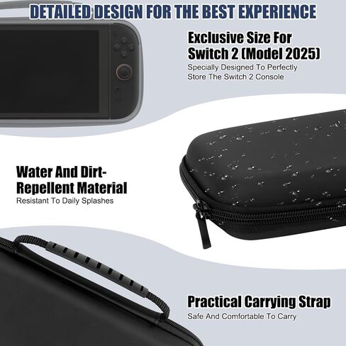 حقيبة حمل Homgaty Travel Case لـ Switch 2 (2025) ، حامل حزمة إكسسوارات كبير الحجم مع واقي شاشة ، مفتاح واقٍ صلب 2 مع فتحات وحامل بطاقات اللعبة 12 +10 in Kuwait