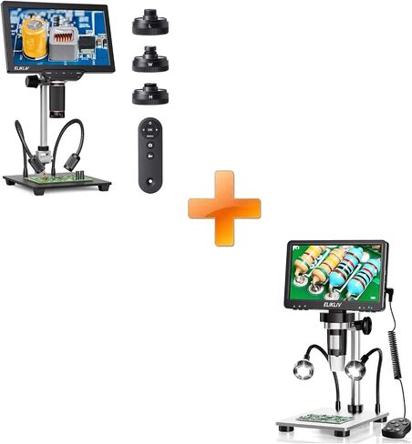Elikliv 4K Soldering Digital Microscope: TL301 Max Magnetic 3-Lens Coin Microscope Magnifier with 10.1"+Elikliv 1200X Digital Microscope 7'' Screen in Saudi Arabia