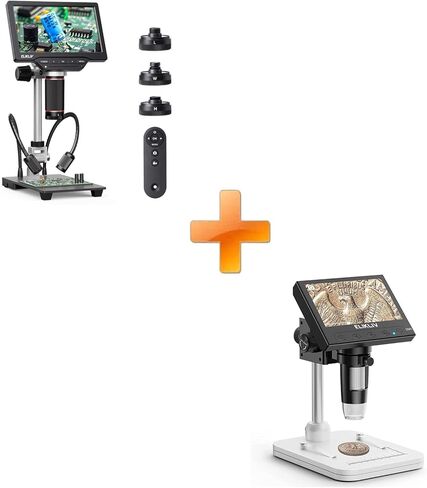 Elikliv 4K Digital Microscope 3-Lenses: Magnetic Triple Lens Soldering TL301 with 7" IPS Screen+Elikliv Microscope, LCD Digital Coin Microscope 1000x in Saudi Arabia