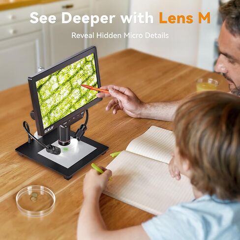 Elikliv 4K Digital Microscope 3-Lenses: Magnetic Triple Lens Soldering TL301 with 7" IPS Screen+Elikliv Microscope, LCD Digital Coin Microscope 1000x in Saudi Arabia