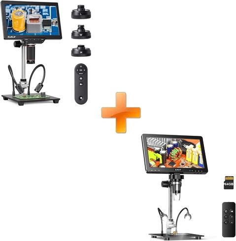 مجهر رقمي Elikliv 4K: Max Max Max Magnetic 3 Lens Coin Microscope مع 10.1 " in Saudi Arabia
