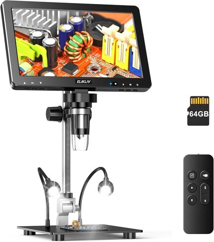 مجهر رقمي Elikliv 4K: Max Max Max Magnetic 3 Lens Coin Microscope مع 10.1 " in Saudi Arabia