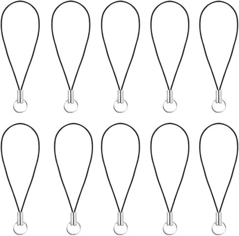 10 PCS Silver Tone Black Lanyard Charm Charm Scarm Slign Ring Strap ، حزام الحبل Clasp للهاتف الخلوي المحمول/MP3/MP4/USB DRIV in Kuwait