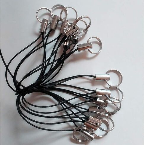 10 PCS Silver Tone Black Lanyard Charm Charm Scarm Slign Ring Strap ، حزام الحبل Clasp للهاتف الخلوي المحمول/MP3/MP4/USB DRIV in Kuwait
