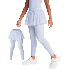 OUANDME Girls Leggings with Ballet Skirt Kids Elastic Waist Dance Skirted Skorts Light Soft Tights 4-16Y in Saudi Arabia