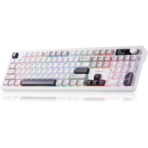 AULA F106 PRO Wireless Mechanical Keyboard, 104 Keys Gaming Keyboard with Knob & Screen, Tri-Mode RGB Hot Swappable Creamy Sounding Computer Keyboards for PC/Laptop/Windows - Black Red in Kuwait
