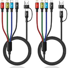 6 in 1 Multi Charging Cable, USBA/C Universal Charging Cords, 2 Pack 10Ft in Kuwait
