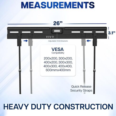 Vivo No Stud TV Wall Mount لمدة 37 إلى 86 بوصة ، Max Vesa 600x400mm ، حل التثبيت Drywall STODLOSS ، أسود ، Mount-NS86 in Saudi Arabia