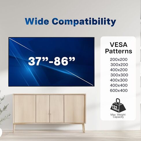 Vivo No Stud TV Wall Mount لمدة 37 إلى 86 بوصة ، Max Vesa 600x400mm ، حل التثبيت Drywall STODLOSS ، أسود ، Mount-NS86 in Saudi Arabia