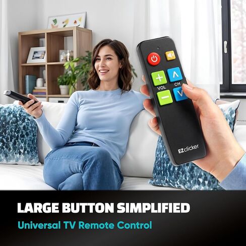 TV Remote for Seniors, Extra Simple Big Button Remote (Black) Works with Major TV Brands, NOT for Streaming (2xAAA Batteries Not Included) in Saudi Arabia