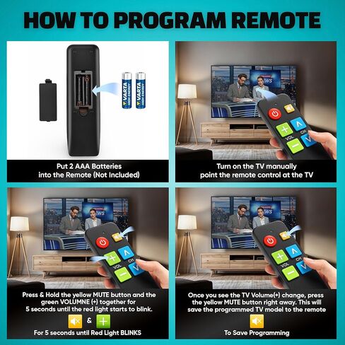 TV Remote for Seniors, Extra Simple Big Button Remote (Black) Works with Major TV Brands, NOT for Streaming (2xAAA Batteries Not Included) in Saudi Arabia