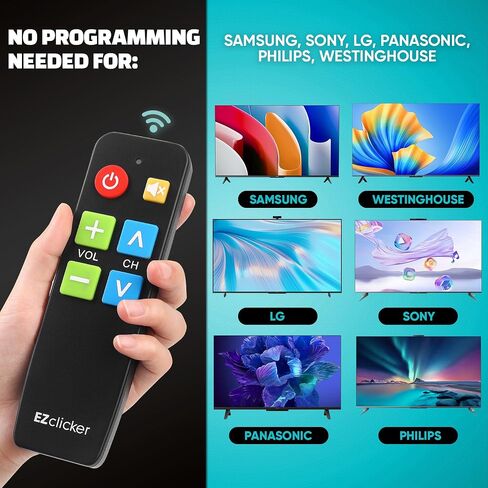 TV Remote for Seniors, Extra Simple Big Button Remote (Black) Works with Major TV Brands, NOT for Streaming (2xAAA Batteries Not Included) in Saudi Arabia