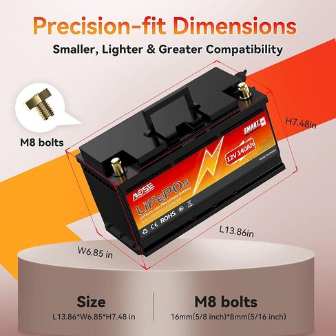 12V 100Ah LiFePO4 Lithium Battery with Bluetooth- Built-in BMS, Low-Temp Protection, 5000+ Cycles -Grade A Lithium Iron Phosphate Battery cells, for Trolling Motor, RV, Boat/Marine, Solar in Kuwait