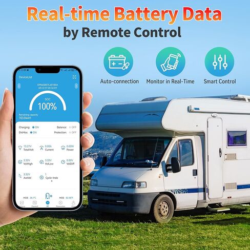 12V 100Ah LiFePO4 Lithium Battery with Bluetooth- Built-in BMS, Low-Temp Protection, 5000+ Cycles -Grade A Lithium Iron Phosphate Battery cells, for Trolling Motor, RV, Boat/Marine, Solar in Kuwait