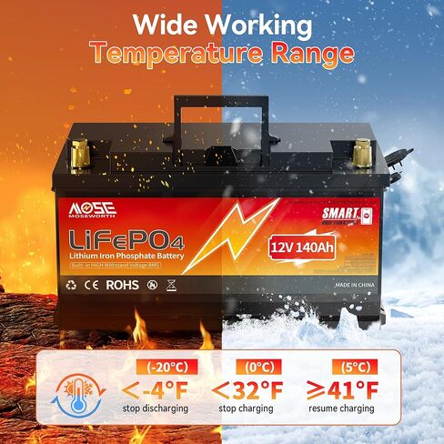 12V 100Ah LiFePO4 Lithium Battery with Bluetooth- Built-in BMS, Low-Temp Protection, 5000+ Cycles -Grade A Lithium Iron Phosphate Battery cells, for Trolling Motor, RV, Boat/Marine, Solar in Kuwait