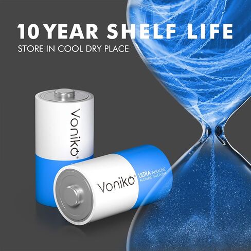 بطاريات Voniko Ultra القلوية C ، C Size LR14 بطاريات 8 حزمة-مدة صلاحية لمدة 10 سنوات و 6-9 أضعاف الطاقة كبطاريات الكربون ، بطارية C Cell 1.5 فولت in Kuwait