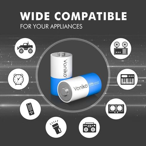 بطاريات Voniko Ultra القلوية C ، C Size LR14 بطاريات 8 حزمة-مدة صلاحية لمدة 10 سنوات و 6-9 أضعاف الطاقة كبطاريات الكربون ، بطارية C Cell 1.5 فولت in Kuwait