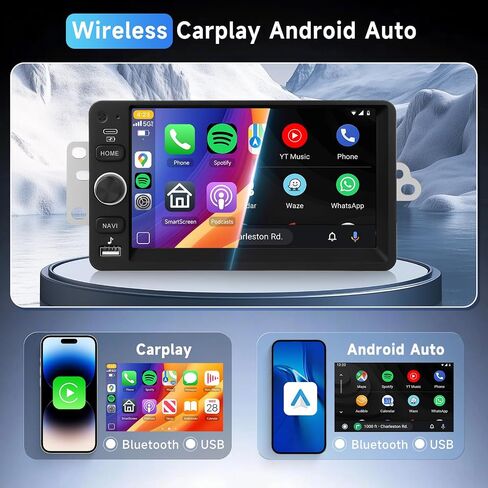 Android 13 Car Stereo for Chevy Chevrolet Silverado SSR Tahoe 2003-2006,GMC Siera Yukon 2003-2006,Hummer H2 2003-2007 Wireless Carplay Android Auto,7'' Touch Screen SWC Backup Camera in Kuwait
