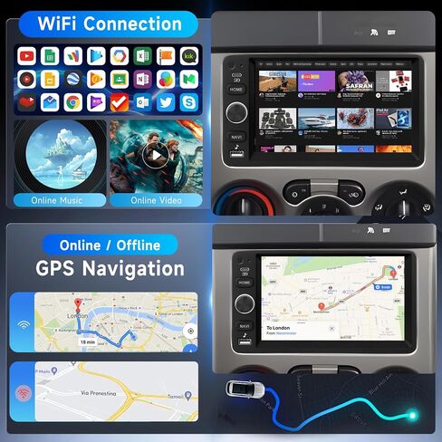 Android 13 Car Stereo for Chevy Chevrolet Silverado SSR Tahoe 2003-2006,GMC Siera Yukon 2003-2006,Hummer H2 2003-2007 Wireless Carplay Android Auto,7'' Touch Screen SWC Backup Camera in Kuwait
