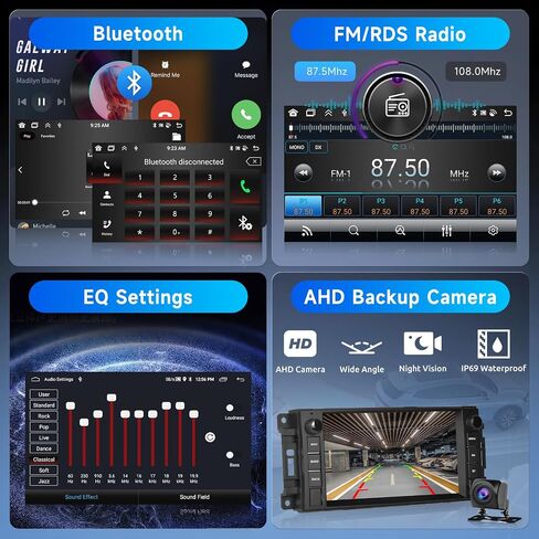 Android 13 Car Stereo for Chevy Chevrolet Silverado SSR Tahoe 2003-2006,GMC Siera Yukon 2003-2006,Hummer H2 2003-2007 Wireless Carplay Android Auto,7'' Touch Screen SWC Backup Camera in Kuwait