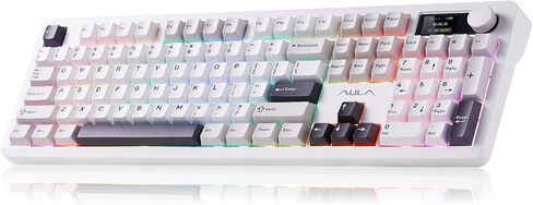 Aula F106 PRO Wireless Mechanical Keyboard ، 104 مفاتيح لوحة مفاتيح ألعاب مع مقبض وشاشة ، Tri -mode RGB Hot Swappable Sounding Computer Boards للكمبيوتر/الكمبيوتر المحمول - Windows - Red Red Black in Kuwait