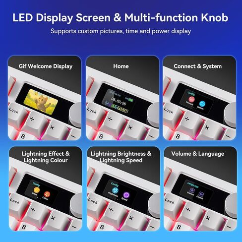 Aula F106 PRO Wireless Mechanical Keyboard ، 104 مفاتيح لوحة مفاتيح ألعاب مع مقبض وشاشة ، Tri -mode RGB Hot Swappable Sounding Computer Boards للكمبيوتر/الكمبيوتر المحمول - Windows - Red Red Black in Kuwait