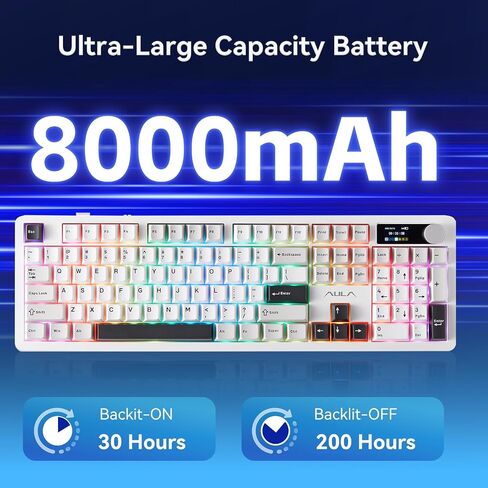 Aula F106 PRO Wireless Mechanical Keyboard ، 104 مفاتيح لوحة مفاتيح ألعاب مع مقبض وشاشة ، Tri -mode RGB Hot Swappable Sounding Computer Boards للكمبيوتر/الكمبيوتر المحمول - Windows - Red Red Black in Kuwait