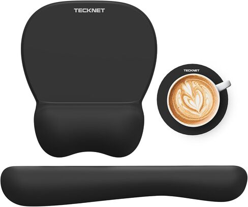 TECKNET Gel Mouse Pad Set with Wrist Rest and Keyboard Wrist Rest, Ergonomic Mousepad Rests with Non-Slip PU Base for Pain Relief, Computer, Laptop, Office & Home in Saudi Arabia