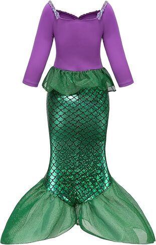 Oumbivil Little Mermaid Ariel Costume for Grils Halloween Costumes Princess Dress Cosplay with Wig,Headband,Necklace Gloves in Saudi Arabia