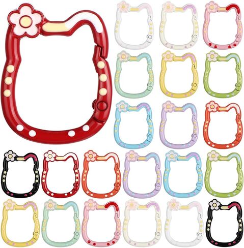 Soulchen 22 Pack Cute Cat Keychain Clips Mini Cat Shape Clips Alloy Keychain Hook Multicolor Rings for Water Bottle Holders, Bag Purse, Dog Leashes Outdoor Travel in Saudi Arabia
