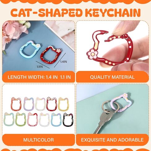 Soulchen 22 Pack Cute Cat Keychain Clips Mini Cat Shape Clips Alloy Keychain Hook Multicolor Rings for Water Bottle Holders, Bag Purse, Dog Leashes Outdoor Travel in Saudi Arabia
