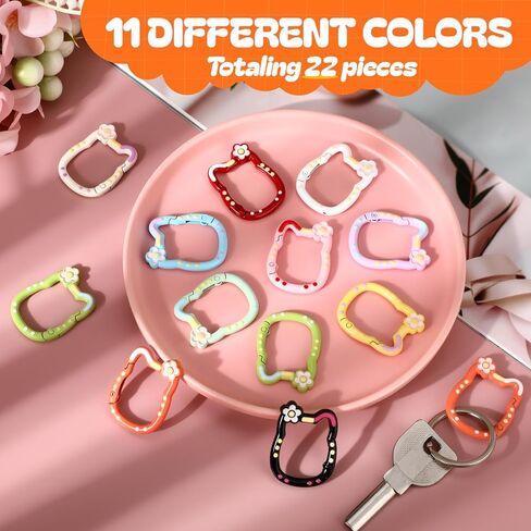 Soulchen 22 Pack Cute Cat Keychain Clips Mini Cat Shape Clips Alloy Keychain Hook Multicolor Rings for Water Bottle Holders, Bag Purse, Dog Leashes Outdoor Travel in Saudi Arabia