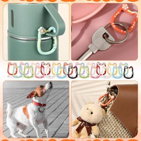 Soulchen 22 Pack Cute Cat Keychain Clips Mini Cat Shape Clips Alloy Keychain Hook Multicolor Rings for Water Bottle Holders, Bag Purse, Dog Leashes Outdoor Travel in Saudi Arabia