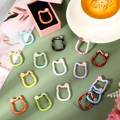 Soulchen 22 Pack Cute Cat Keychain Clips Mini Cat Shape Clips Alloy Keychain Hook Multicolor Rings for Water Bottle Holders, Bag Purse, Dog Leashes Outdoor Travel in Saudi Arabia