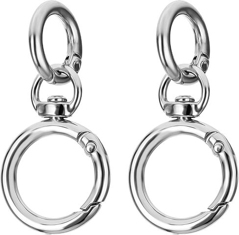 2 Set Key Chain Key Rings Metal Swivel Clasps Keychain Ring Hook, Round Carabiner Clips, O Rings Spring Hook for Handbag Keys, Lanyards Jewelry Findings Leather DIY Crafts, Silver in Saudi Arabia