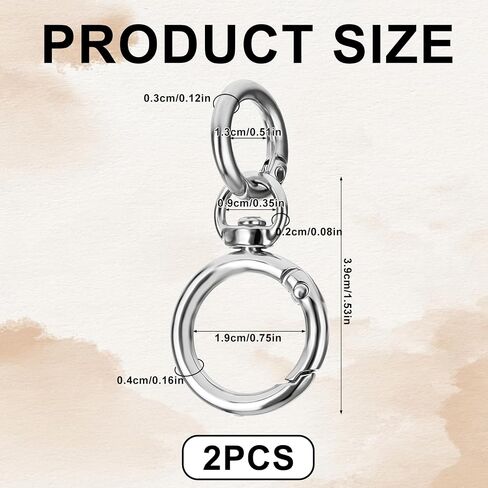 2 Set Key Chain Key Rings Metal Swivel Clasps Keychain Ring Hook, Round Carabiner Clips, O Rings Spring Hook for Handbag Keys, Lanyards Jewelry Findings Leather DIY Crafts, Silver in Saudi Arabia