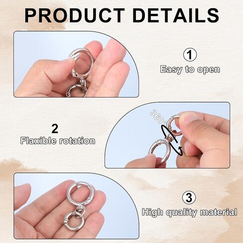2 Set Key Chain Key Rings Metal Swivel Clasps Keychain Ring Hook, Round Carabiner Clips, O Rings Spring Hook for Handbag Keys, Lanyards Jewelry Findings Leather DIY Crafts, Silver in Saudi Arabia