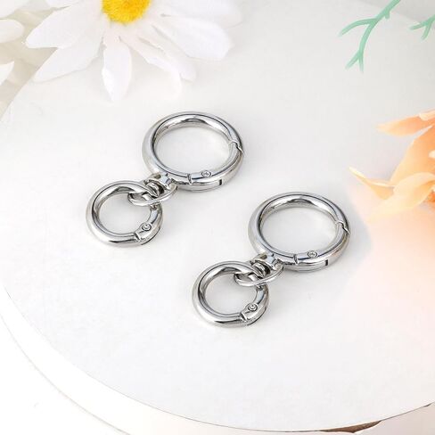 2 Set Key Chain Key Rings Metal Swivel Clasps Keychain Ring Hook, Round Carabiner Clips, O Rings Spring Hook for Handbag Keys, Lanyards Jewelry Findings Leather DIY Crafts, Silver in Saudi Arabia