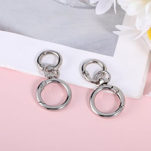 2 Set Key Chain Key Rings Metal Swivel Clasps Keychain Ring Hook, Round Carabiner Clips, O Rings Spring Hook for Handbag Keys, Lanyards Jewelry Findings Leather DIY Crafts, Silver in Saudi Arabia