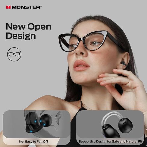 وحش Open Ear AC339 سماعات الأذن ، Bluetooth 6.0 سماعات أذن الصوت ، مقطع أذن مفتوح للاطلاع اللاسلكي 40 ساعة تشغيل ، التحكم في اللمس ، IPX6 مقاوم للماء in Kuwait