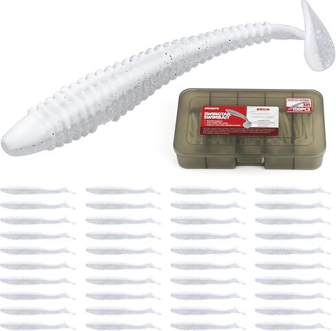 Paddle Tail Swimbaits 100/80/50PCS, 5/4/3/2 inch Soft Plastic Fishing Baits Bulk Pack – Durable Lifelike Action Lures for Bass, Trout, Crappie – Freshwater & Saltwater Fishing Gifts in Kuwait