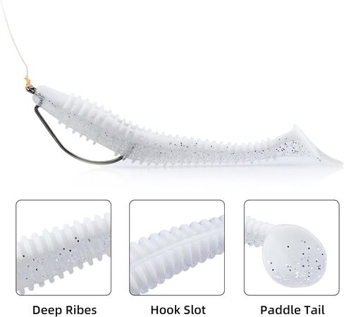 Paddle Tail Swimbaits 100/80/50PCS, 5/4/3/2 inch Soft Plastic Fishing Baits Bulk Pack – Durable Lifelike Action Lures for Bass, Trout, Crappie – Freshwater & Saltwater Fishing Gifts in Kuwait