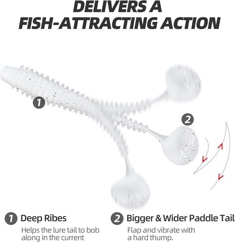 Paddle Tail Swimbaits 100/80/50PCS, 5/4/3/2 inch Soft Plastic Fishing Baits Bulk Pack – Durable Lifelike Action Lures for Bass, Trout, Crappie – Freshwater & Saltwater Fishing Gifts in Kuwait