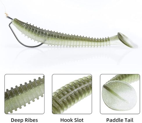 Paddle Tail Swimbaits 100/80/50PCS, 5/4/3/2 inch Soft Plastic Fishing Baits Bulk Pack – Durable Lifelike Action Lures for Bass, Trout, Crappie – Freshwater & Saltwater Fishing Gifts in Kuwait