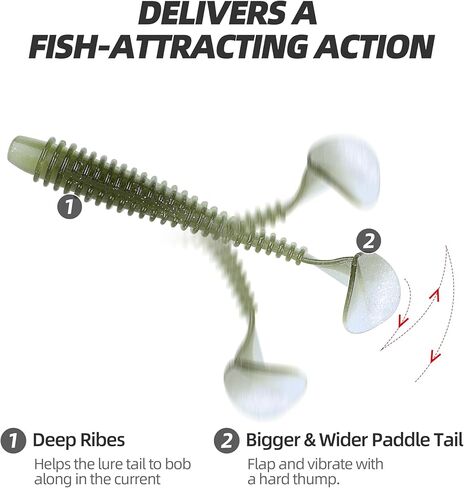 Paddle Tail Swimbaits 100/80/50PCS, 5/4/3/2 inch Soft Plastic Fishing Baits Bulk Pack – Durable Lifelike Action Lures for Bass, Trout, Crappie – Freshwater & Saltwater Fishing Gifts in Kuwait