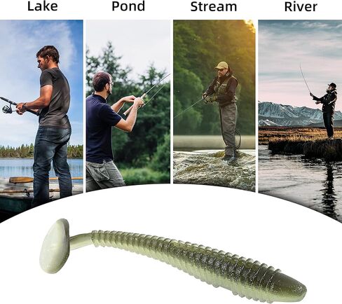 Paddle Tail Swimbaits 100/80/50PCS, 5/4/3/2 inch Soft Plastic Fishing Baits Bulk Pack – Durable Lifelike Action Lures for Bass, Trout, Crappie – Freshwater & Saltwater Fishing Gifts in Kuwait