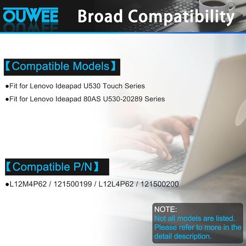 بطارية كمبيوتر محمول OUWEE L17M3P55 متوافقة مع Lenovo ThinkPad L380 Yoga L390 Yoga Serie Notebook 01AV482 SB10K97626 L17L3P53 01AV481 SB10K97625 L17C3P53 01AV483 SB10K97627 11.1V 45Wh 4080mAh in Kuwait