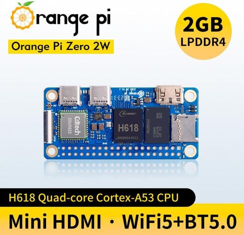 Orange Pi Zero 2W 1GB LPDDR4 Allwinner H618 رباعي النواة Cortex-A53 كمبيوتر لوح واحد مع فلاش SPI 16 ميغابايت ، ودعم WiFi و BT5.0 ، لوحة التطوير Android 12 TV/Debian/Ubuntu (Zero 2W 1G) in Saudi Arabia